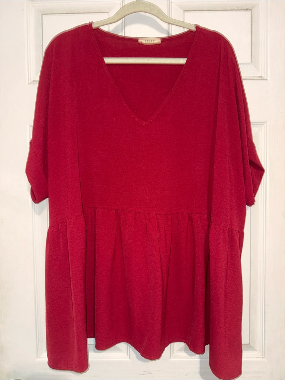 entro Red V-Neck Peplum Tunic